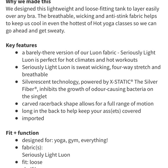 SZ 12 LULULEMON SINGLET TOP NWT SHEER LIGHTWEIGHT ATHLEISURE BLUE - Picture 7 of 7